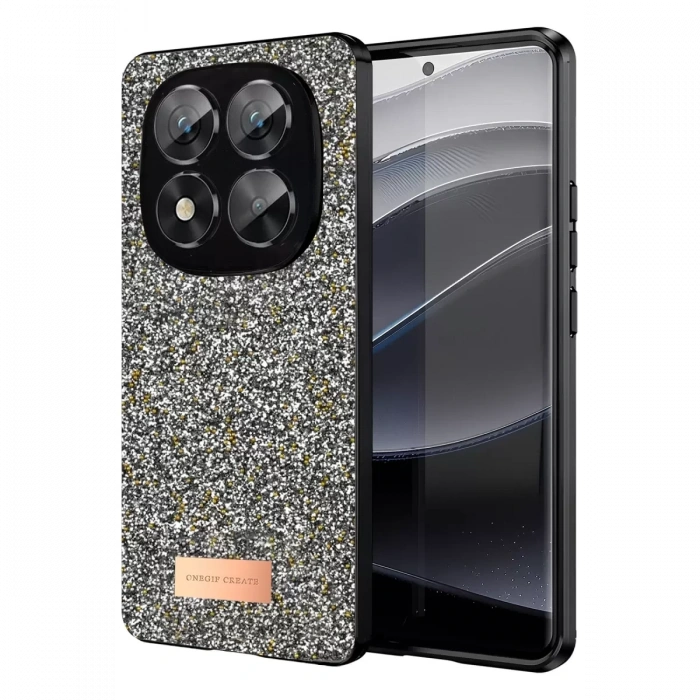 Onegif Xiaomi Redmi Note 14 Pro 5G Uyumlu Bright Simli Kapak - Gümüş