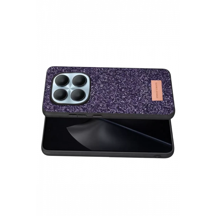 Onegif Xiaomi Redmi Note 15 Pro 5G Uyumlu Bright Simli Kapak - Derin Mor
