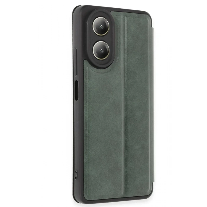 Oppo A38 Kılıf Flip Cover - Koyu Yeşil