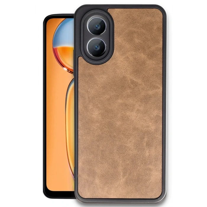 Oppo A38 Uyumlu Kılıf Aras Deri Kapak - Taba