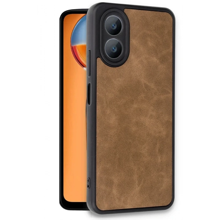Oppo A38 Uyumlu Kılıf Aras Deri Kapak - Taba