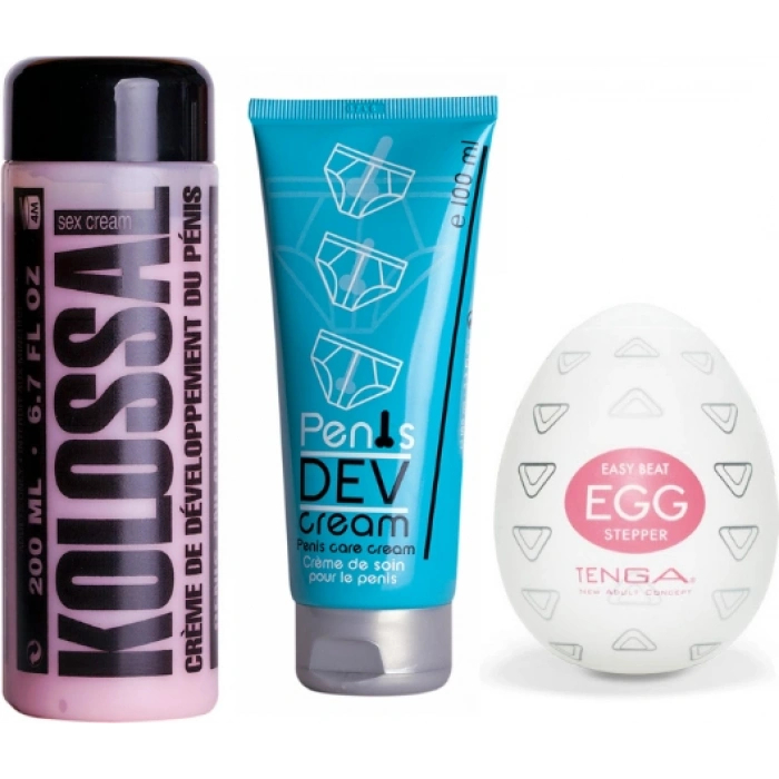 Ozzy Store Tenga Egg Stepper Mastürbatör ve Kolossal Krem ve Penis Development Cream