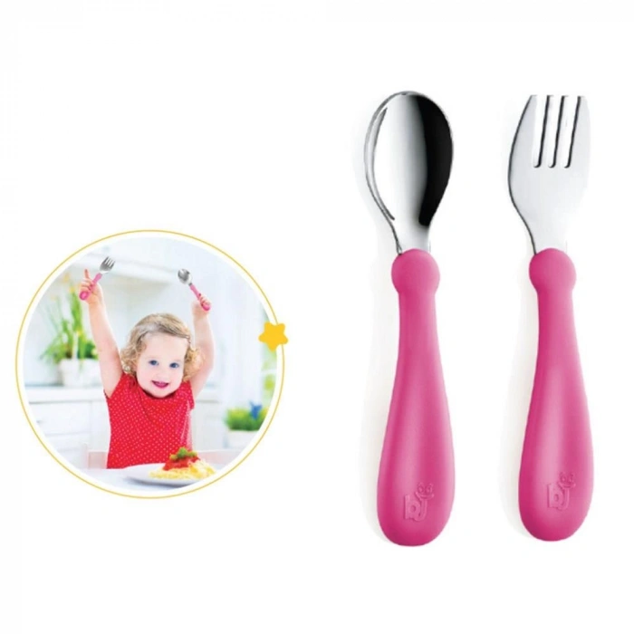  Paslanmaz Çelik Çatal Kaşık Seti 522 Pembe