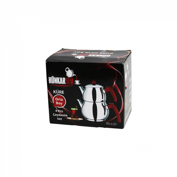 Paslanmaz Çelik Çaydanlık Seti (1L + 2L) Küre Model