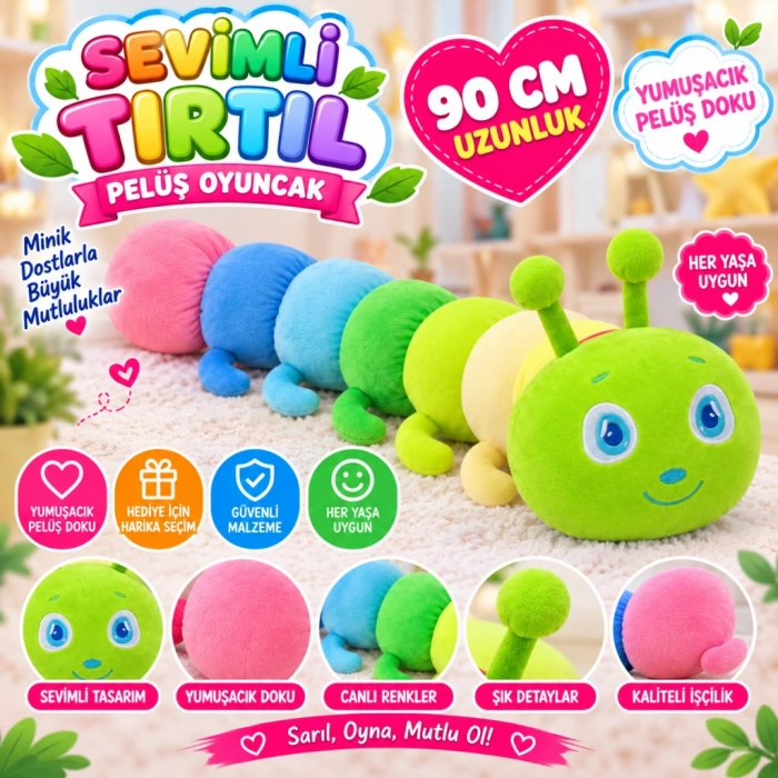 Peluş Sevimli Tırtıl 90 cm