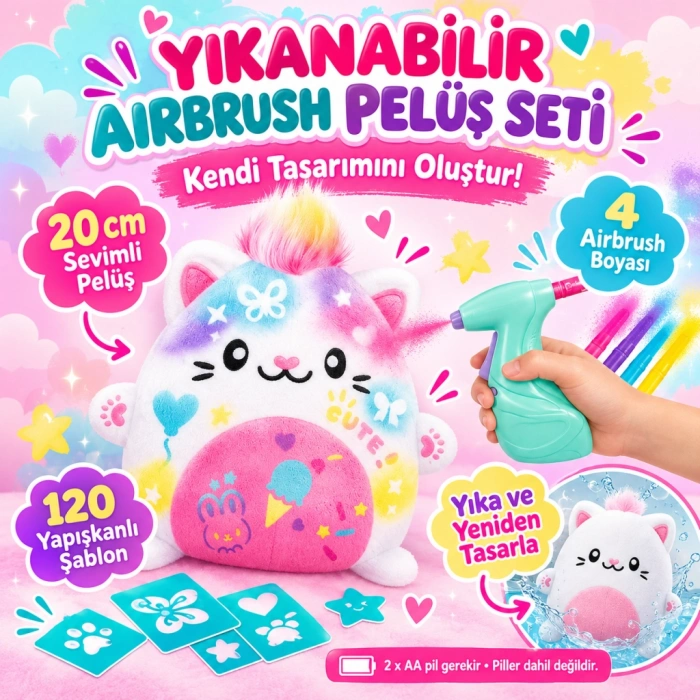 Plush Kawaii Kitty Peluş Boyama Seti