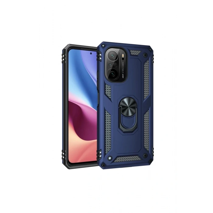 Xiaomi Poco F3 Kılıf Sofya Yüzüklü Silikon Kapak - Lacivert