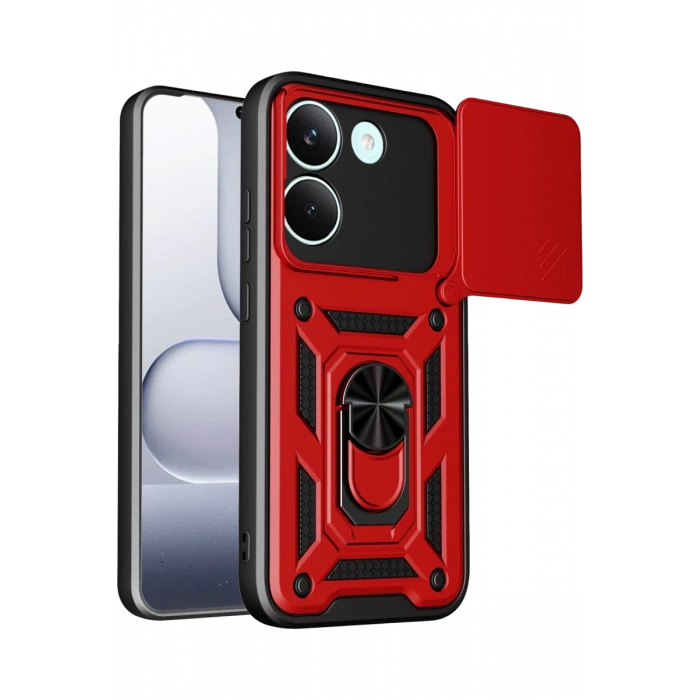 Xiaomi Poco X8 Pro Pars Lens Yüzüklü Silikon - Kırmızı