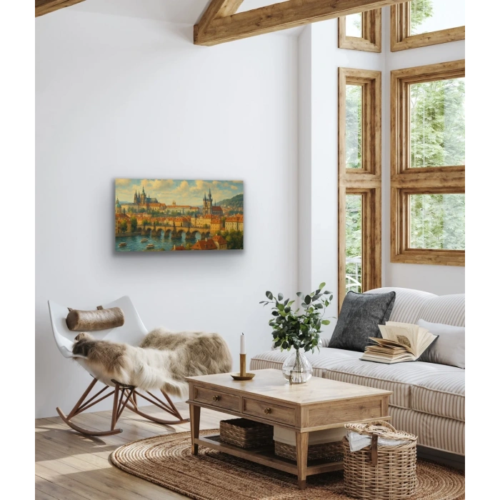 Prag Şehir Manzarası Kanvas Tablo 60x120cm
