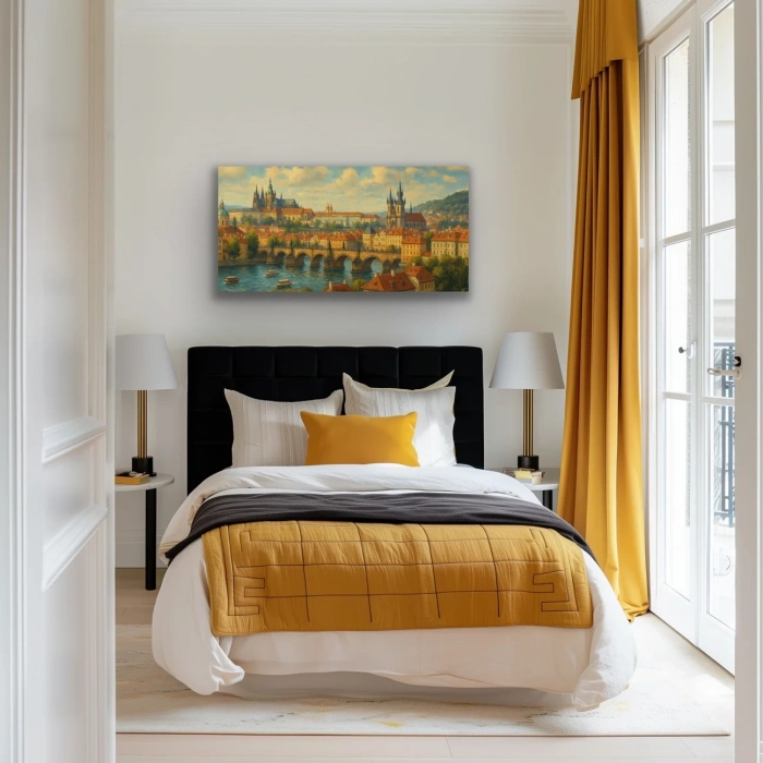Prag Şehir Manzarası Kanvas Tablo 60x120cm