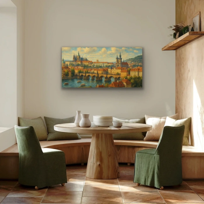 Prag Şehir Manzarası Kanvas Tablo 60x120cm
