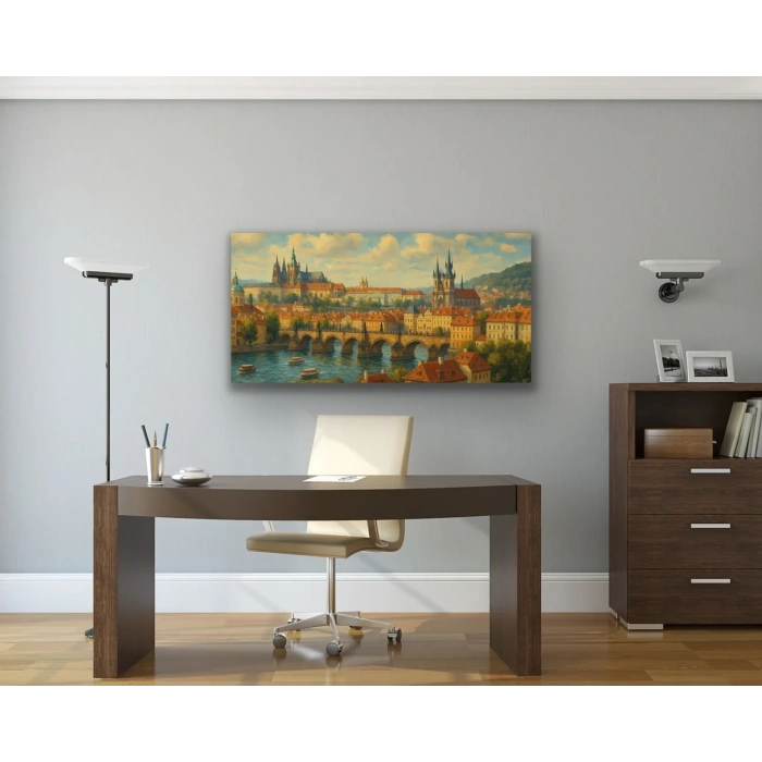Prag Şehir Manzarası Kanvas Tablo 60x120cm