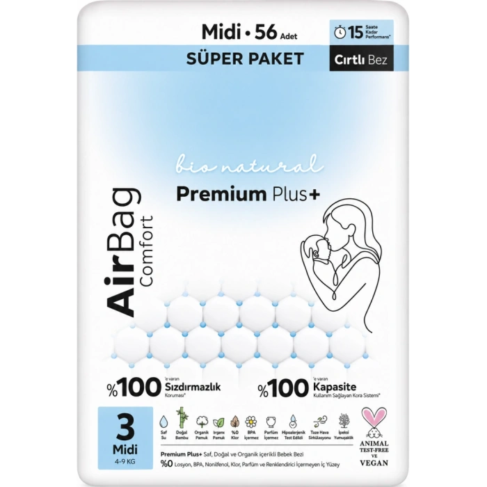 Premium Plus Airbag Comfort Bebek Bezi 2 Beden 68 Adet