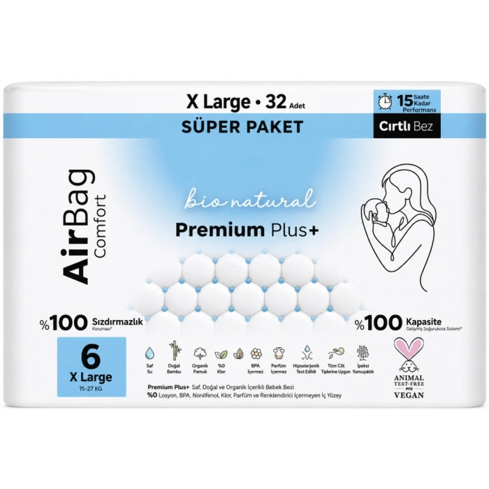 Premium Plus Airbag Comfort Bebek Bezi 6 Beden 32 Adet