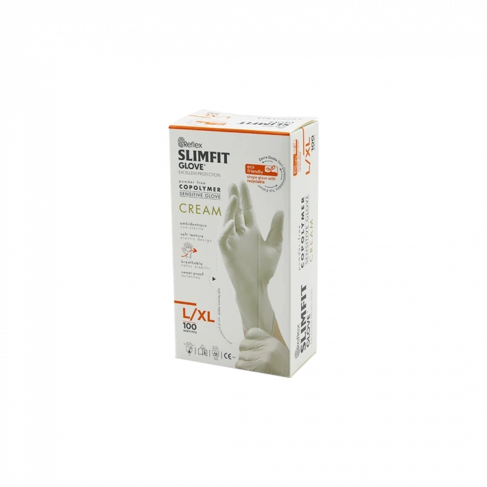 Pudrasız Nitril Muayene Eldiveni L-XL 100lü (Krem)