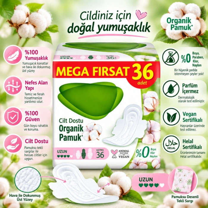 Pure & Soft Mega Uzun Hijyenik Ped 36lı