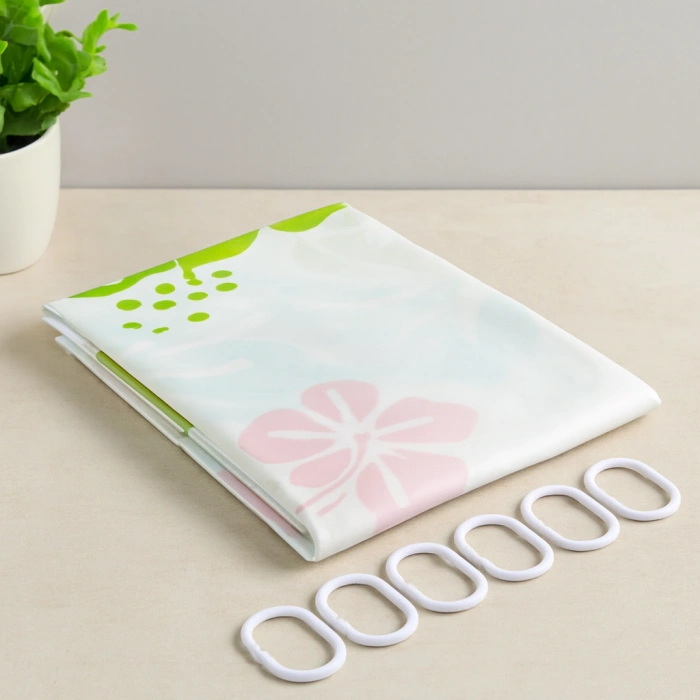 PVC Banyo Duş Perdesi 90x180 cm - 2li, 12 Halka