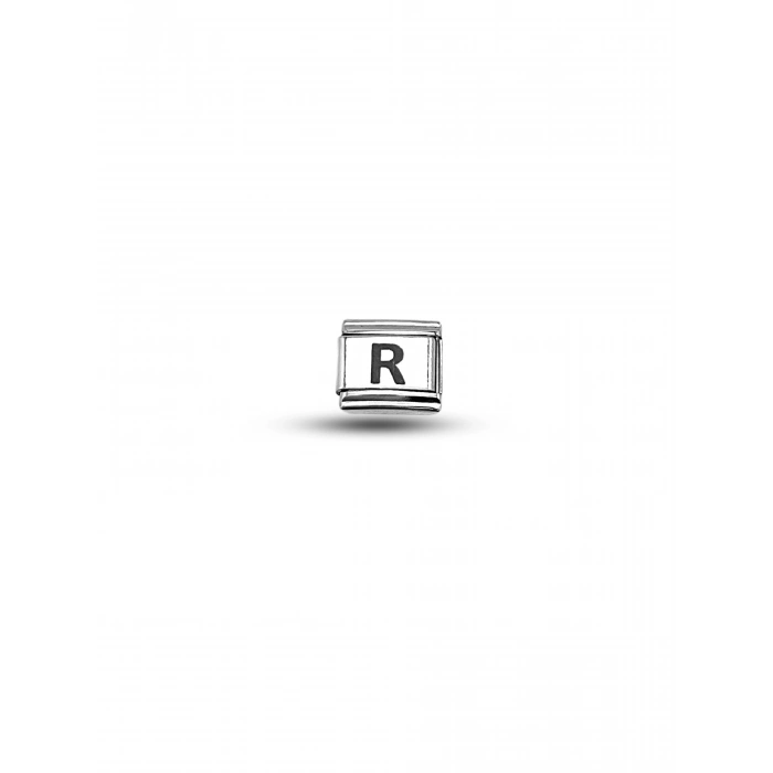“R” Harf Charm – Çelik Bileklik Modülü, Kişiye Özel Harf Aksesuarı