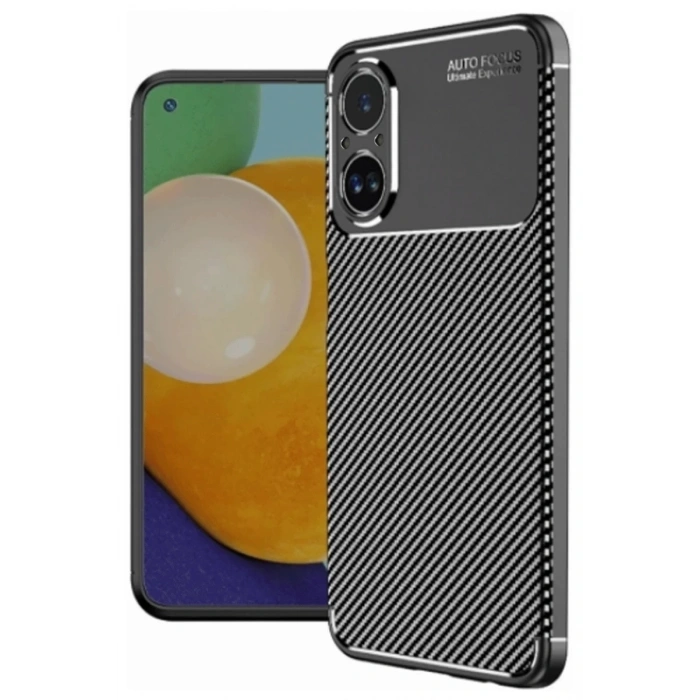 Realme 12 Lite Kılıf Auto Focus Karbon Kapak - Siyah