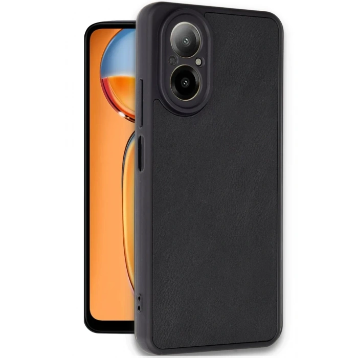 Realme 12 Lite Uyumlu Kılıf Aras Deri Kapak - Siyah