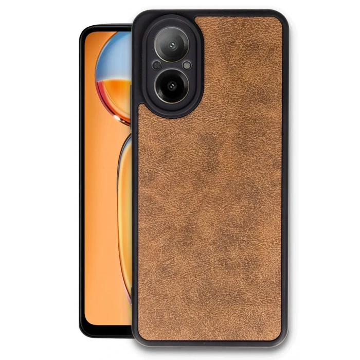 Realme 12 Lite Uyumlu Kılıf Aras Deri Kapak - Taba