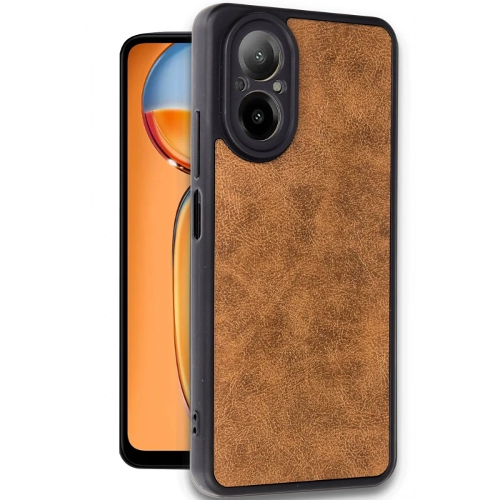 Realme 12 Lite Uyumlu Kılıf Aras Deri Kapak - Taba