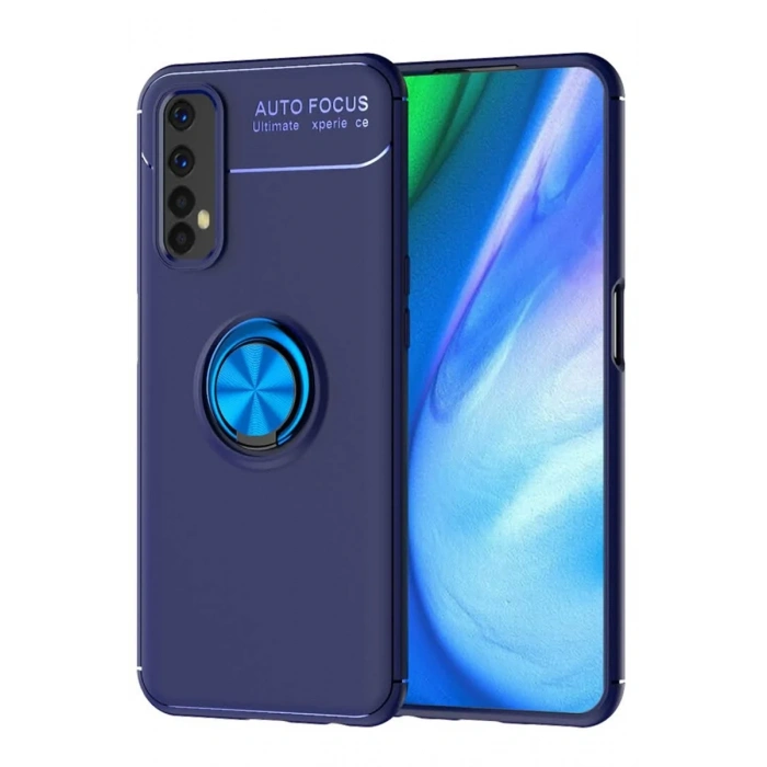 Realme 7 Uyumlu Kılıf Range Yüzüklü Silikon - Mavi