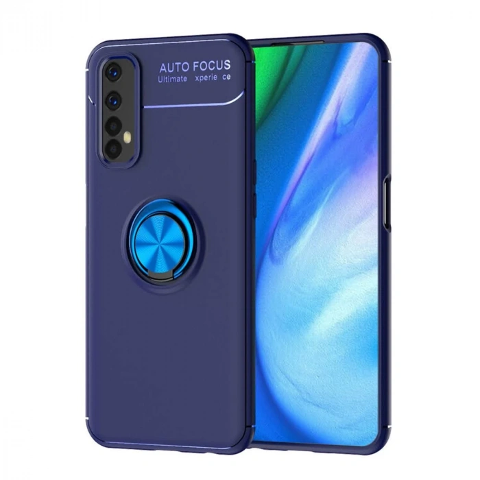 Realme 7 Uyumlu Kılıf Range Yüzüklü Silikon - Mavi