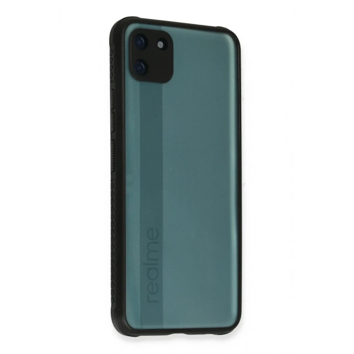 Realme C11 Uyumlu Kılıf Miami Şeffaf Silikon - Siyah