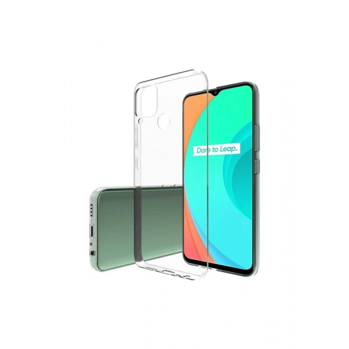 Realme C15 Uyumlu Kılıf Lüx Şeffaf Silikon
