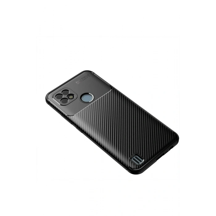 Realme C21 Uyumlu Kılıf Auto Focus Karbon Kapak - Siyah