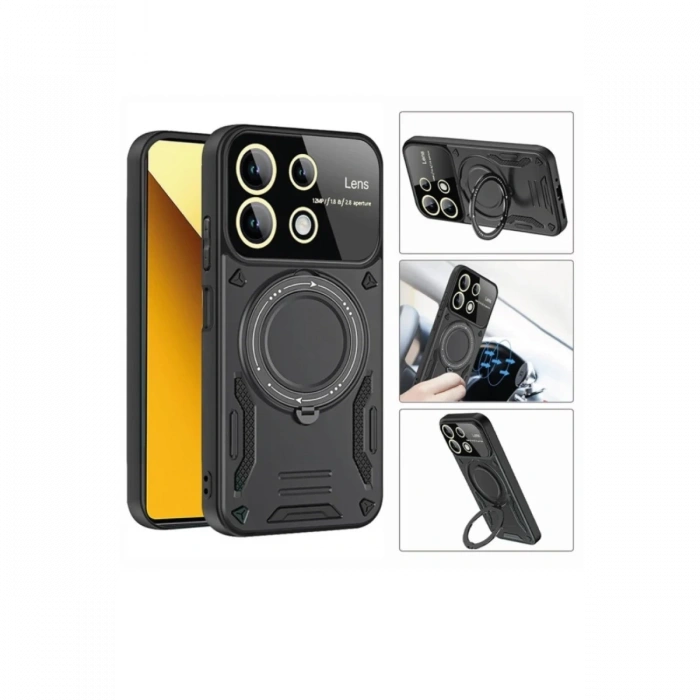 Realme C55 Kılıf Joy Lens Standlı Kapak - Siyah