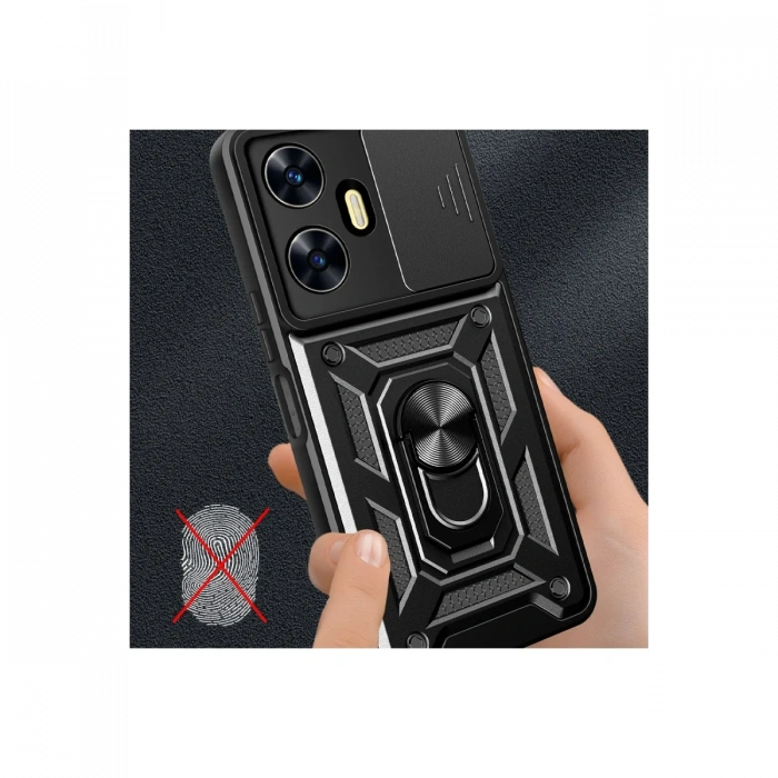 Realme C55 Kılıf Pars Lens Yüzüklü Silikon - Siyah