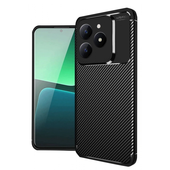 Realme C61 Uyumlu Kılıf Auto Focus Karbon Kapak - Siyah