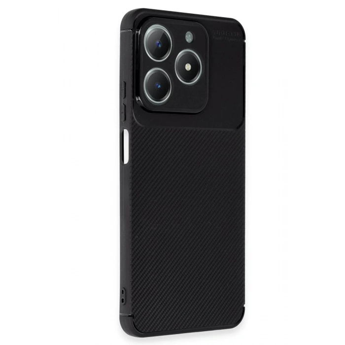 Realme C61 Uyumlu Kılıf Auto Focus Karbon Kapak - Siyah