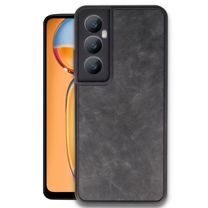 Realme C65 Uyumlu Kılıf Aras Deri Kapak - Siyah