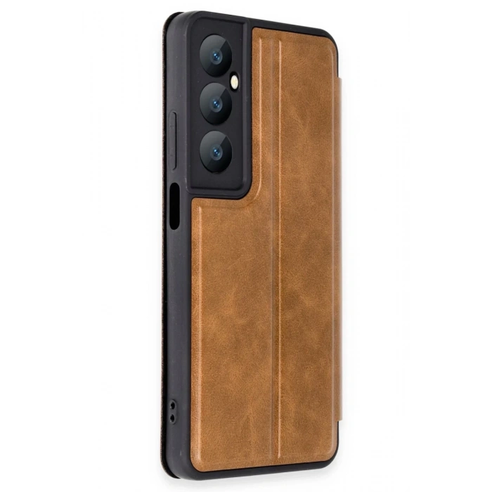 Realme C65 Uyumlu Kılıf Flip Cover - Taba