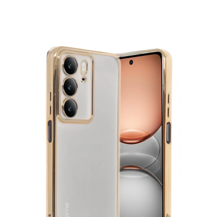 Realme C75 4G Uyumlu Kılıf Lensli Silikon - Gold