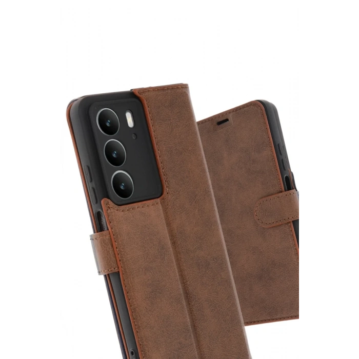 Realme C75 4G Uyumlu Trend S Plus Kapaklı Kılıf - Taba