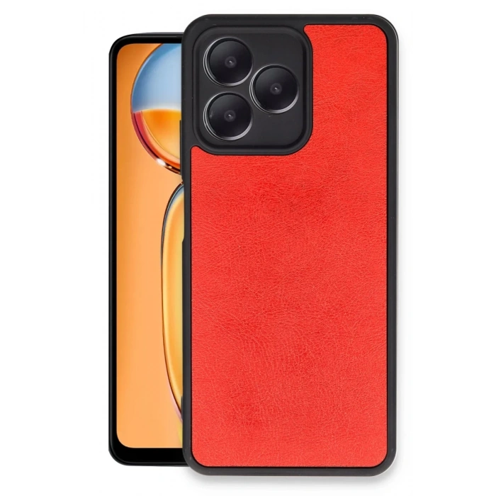 Realme Note 50 4G Uyumlu Kılıf Aras Deri Kapak - Kırmızı