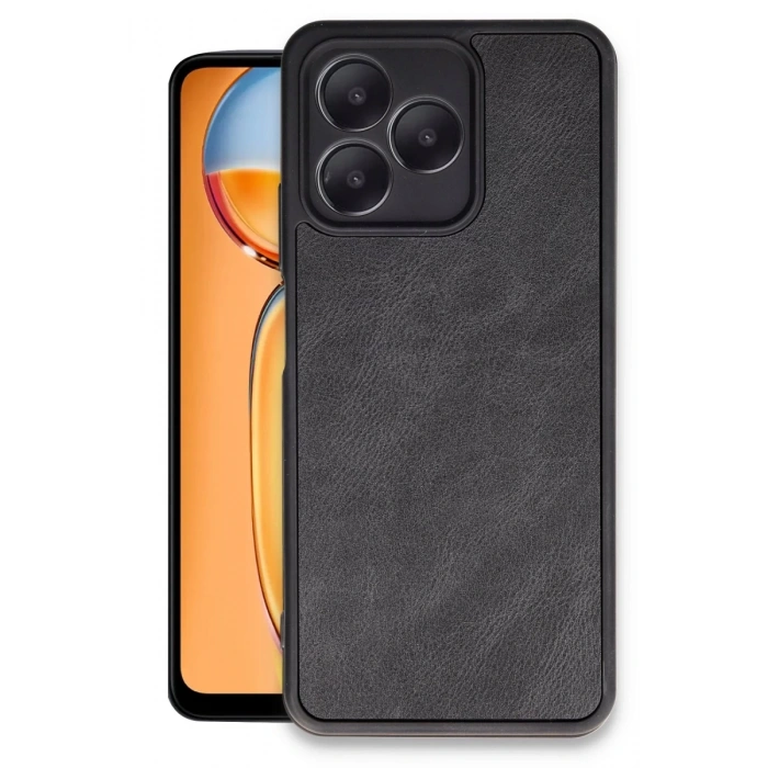 Realme Note 50 4G Uyumlu Kılıf Aras Deri Kapak - Siyah