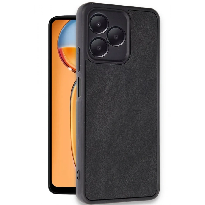 Realme Note 50 4G Uyumlu Kılıf Aras Deri Kapak - Siyah