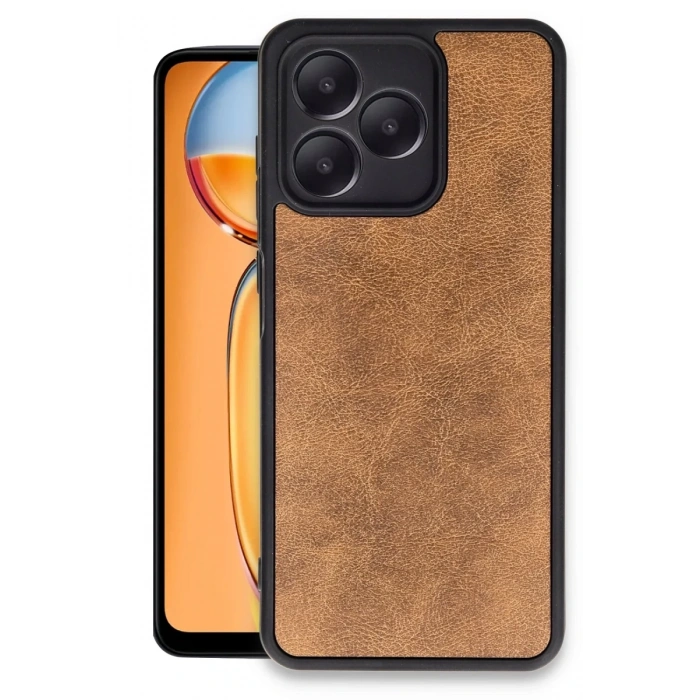 Realme Note 50 4G Uyumlu Kılıf Aras Deri Kapak - Taba