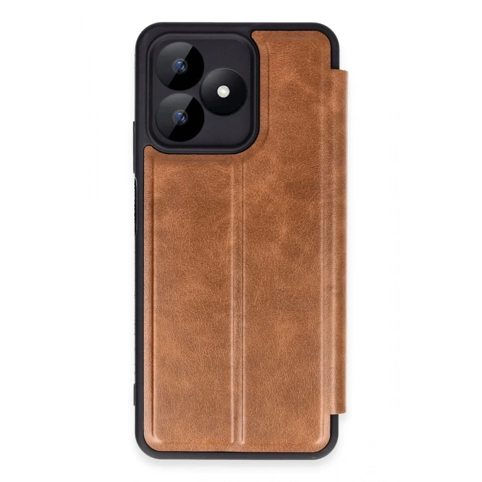 Realme Note 50 4G Uyumlu Kılıf Flip Cover - Taba