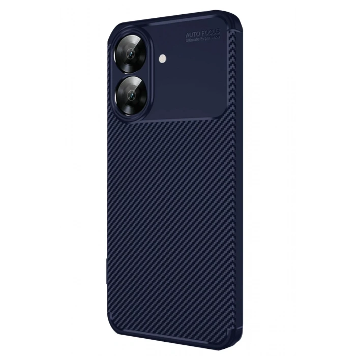 Realme Note 60 Uyumlu Kılıf Auto Focus Karbon Kapak - Lacivert