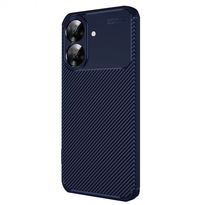 Realme Note 60 Uyumlu Kılıf Auto Focus Karbon Kapak - Lacivert