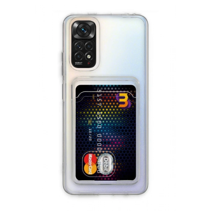 Xiaomi Redmi Note 11 Kılıf Kart Şeffaf Silikon - Şeffaf