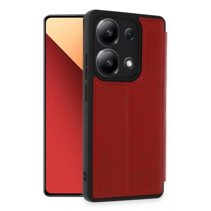 Xiaomi Redmi Note 13 4G Kılıf Flip Cover - Kırmızı