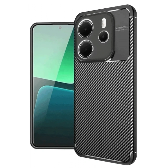 Xiaomi Redmi Note 14 4G Kılıf Auto Focus Karbon Kapak - Siyah