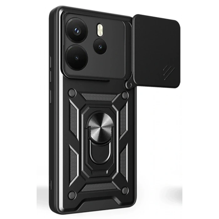 Xiaomi Redmi Note 14 4G Pars Lens Yüzüklü Silikon - Siyah